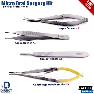 Dental Oral Surgery Kit Suture Needle Holder Forceps Tweezer Tissue Cut Scissors