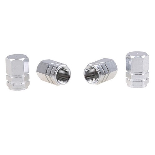 4x Silver Aluminum Tire/Rim Valve Stem/Wheel Dust Cover Caps Bike Car Truck SUV - Picture 4 of 8