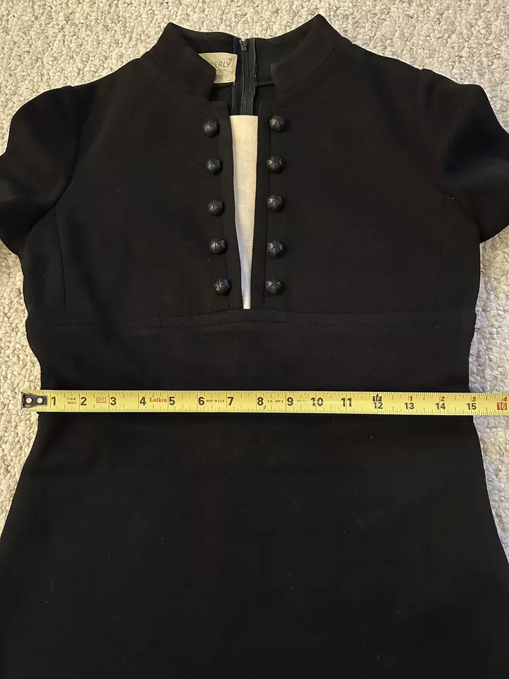 Vestido Kimberly Vintage 100% Lana Virgen Elastizado Negro Para Mujer Hecho en EE. UU. Mediano Foto 2 de 4