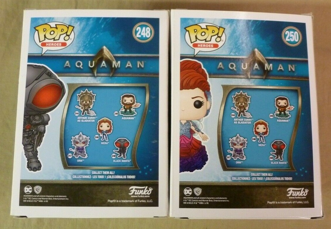 Black Manta #248 & Mera #250 Aquaman Movie Funko Pop Set Free