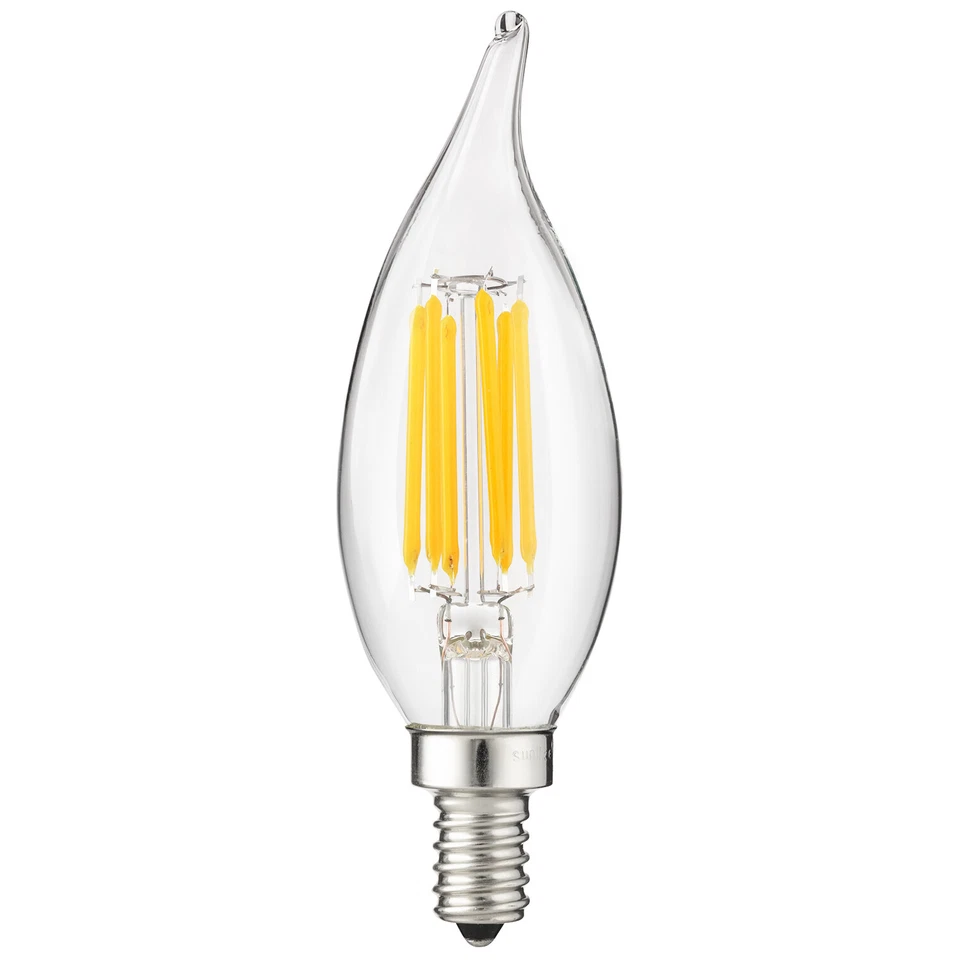 LED Filament CA11 Flame Chandelier Light 5W 60W 600LM, Candelabra E12 5000K 12PK - Image 2 of 2