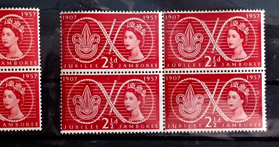 Great Britain GB UK "SCOUTS ~ SCOUTING ~ JUBILEE JAMBOREE" MNH Blocks of 4, 1957 - Image 3 of 4