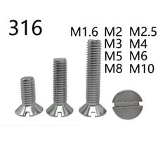 316 Stainless Steel Slotted Countersunk Flat Head Screws M1.6-M10 Select