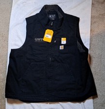 Carhartt Vest Mens XXL Black Canvas Washed Duck Sherpa Lined Full Zip DV4277-M