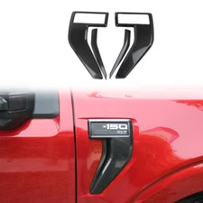 Carbon Fiber Style Side Fender Badge Emblem Cover Trims for Ford F-150 2021-2025