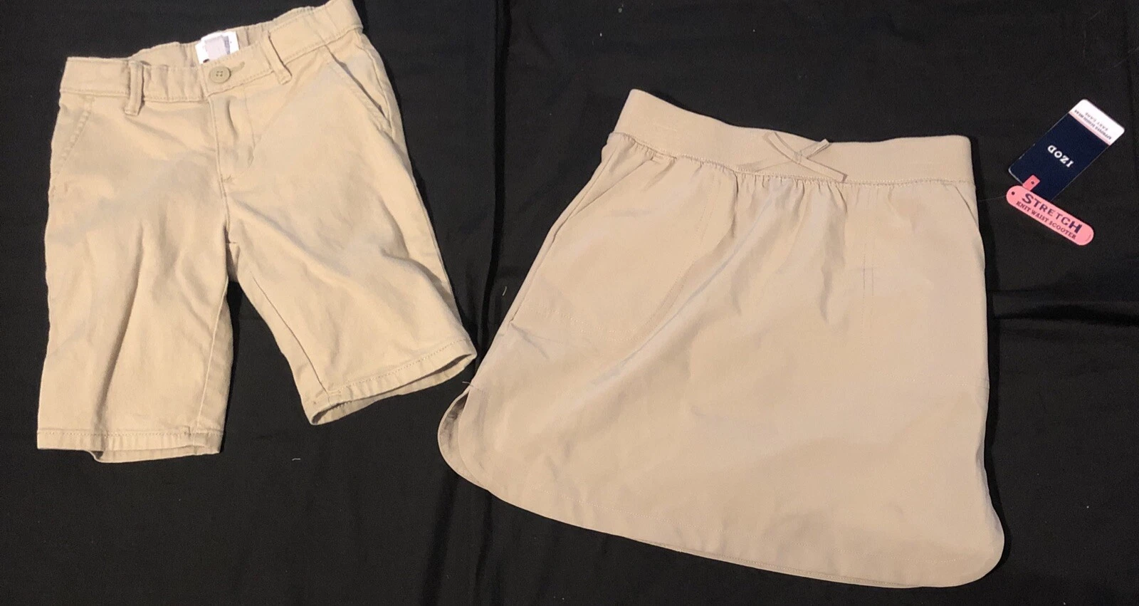 Girl’s Khaki School Uniform Shorts Size 8 Slim & NWT Izod Skort Sz 8 Reg #1112