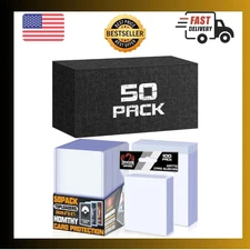 Trading Card Sleeves Hard Plastic Clear Case Holder 200 Baseball Cards Topload!!