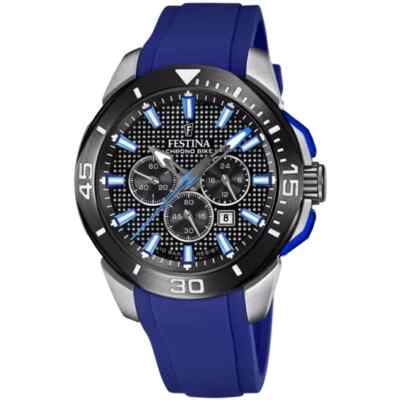 Festina Chrono Bike 2022 F206421 Mens Blue Rubber Strap Analog Quartz Wristwatch