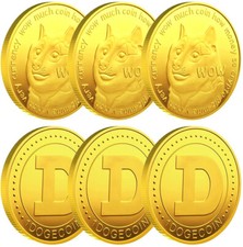 6 Pcs Dogecoin Coins Commemorative Physical Crypto Gold Doge coins Collection