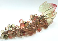 Lucite Grapes Pink Smokey an Clear Faceted Acrylic Grape Bunch