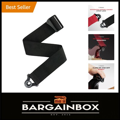 2'' Wide Adjustable D'Addario Auto Lock Guitar Strap - Ultimate Security in Black