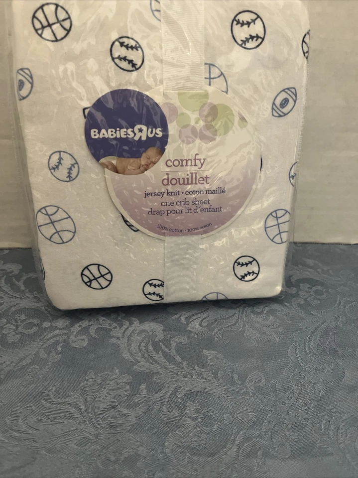 Nuevo BabiesRus Babies R US Cómodo Jersey Tejido 100% Algodón Deportes Pelota Cuna Sábanas Foto 4 de 4