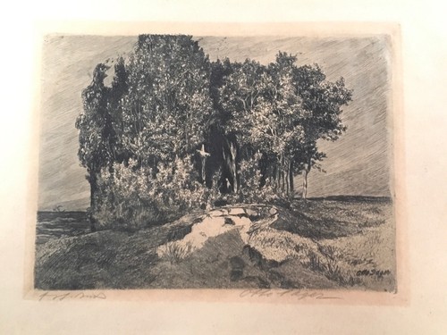 ANTIQUE PRINT OTTO SAGER PENCIL SIGNED ETCHING ON PAPER - Picture 2 of 3