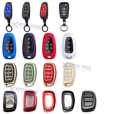 ontto Autosleutel hoes cover voor Hyundai i30 ix35 Solaris Azera Elantra Grandeur Ig Accent Santa Fe 2017-2020 TPU lederen sleutelhoes sleutelhanger sleutel bescherming etui afstandsbediening rood