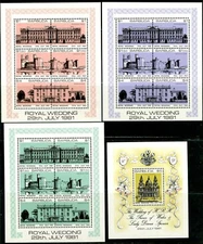 BARBUDA Sc#493-496 1981 Royal Wedding Complete Set & S/S OG Mint NH
