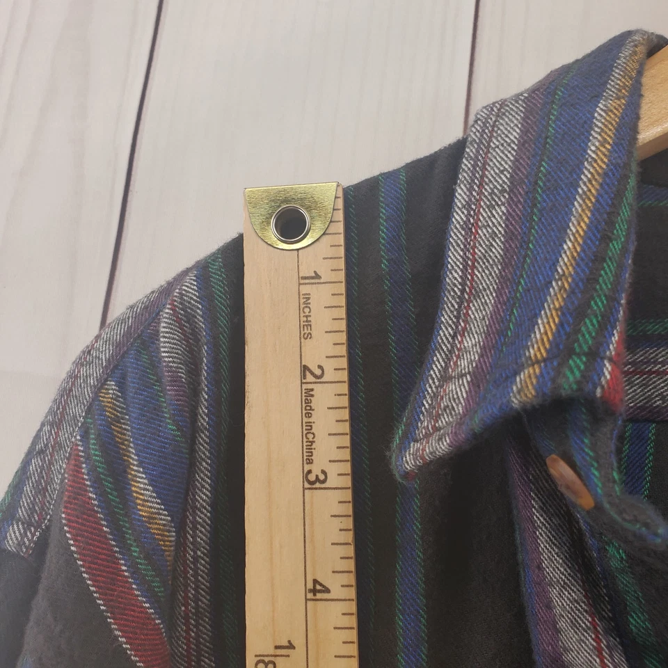 Vintage Shirt Mens 1XB Long Sleeve Vertical Striped Flannel Arrow Sport - Image 3 of 4