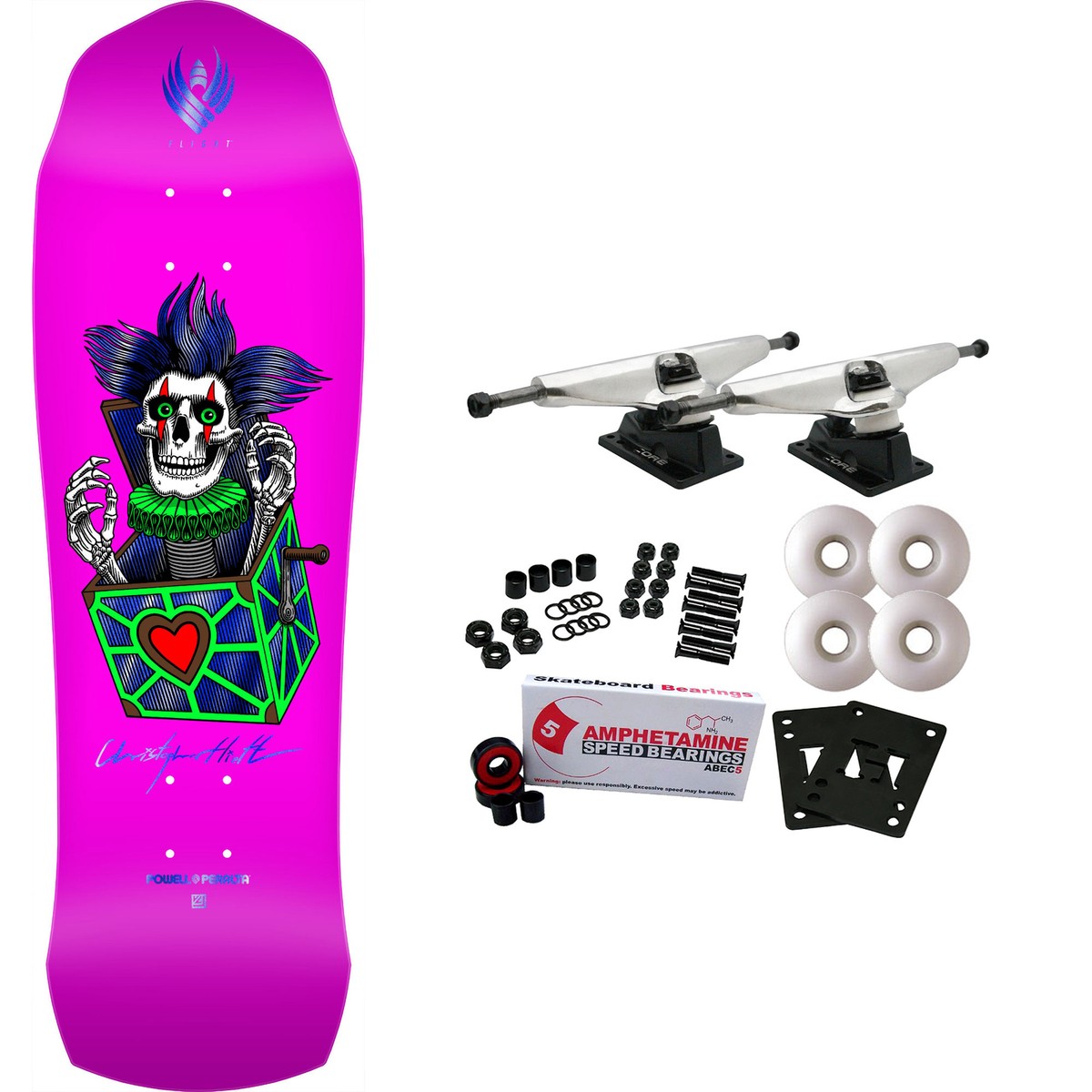 スケートボード PowellPeraltaProChrisHiettSkullFLIGHT9.5 Powell Peralta Skateboard Complete Flight Chris Hiett Skull