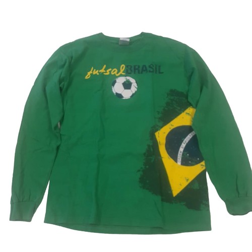 Gildan Futsal  Brazil Soccer Shirt Green S Boys - Picture 1 of 5