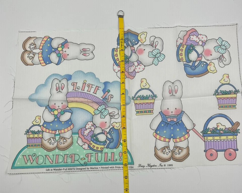 Vtg 1992 Daisy Kingdom "Life is Wonder-Full" #6272 Bunny Applique Panel 12x18" - Image 3 of 4