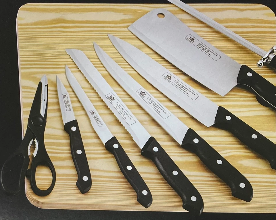 Messerset 9-teilig Edelstahl SBS mit Holzbrett - Bild 2 von 3