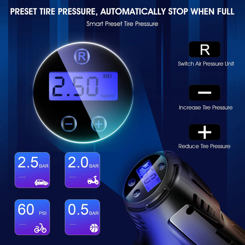 Cordless Digital Tyre Inflator Car Air Pump Compressor Electric Portable Pump - Picture 16 of 20