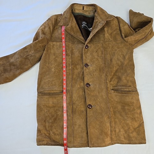 Vintage 60er 70er Montgomery Ward Wildleder Ledermantel Kunstfell herausnehmbares Innenfutter Herren 40 - Bild 22 von 24