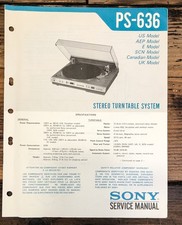 Sony PS-636 Record Player / Turntable Service Manual Original