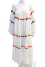 Lisa Marie Fernandez Womens 3/4 Sleeve Ric Rac Linen Long Dress White Size 2