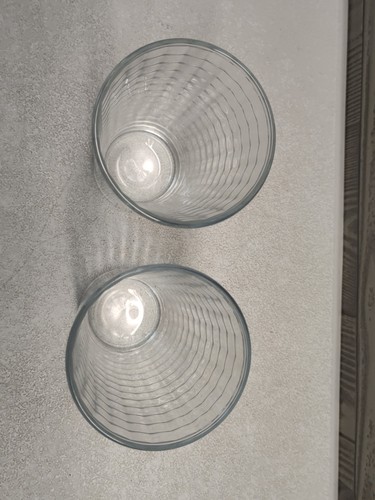 Lot Of 2 Block Optic 6" Clear Panel Glass Bar Drinking Glasses Heavy 3.25"D Wind - Picture 7 of 8