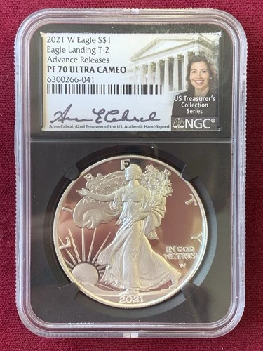 2021-W American Silver Eagle T-2 NGC PF70 Ultra Cameo Anna Cabral Signature