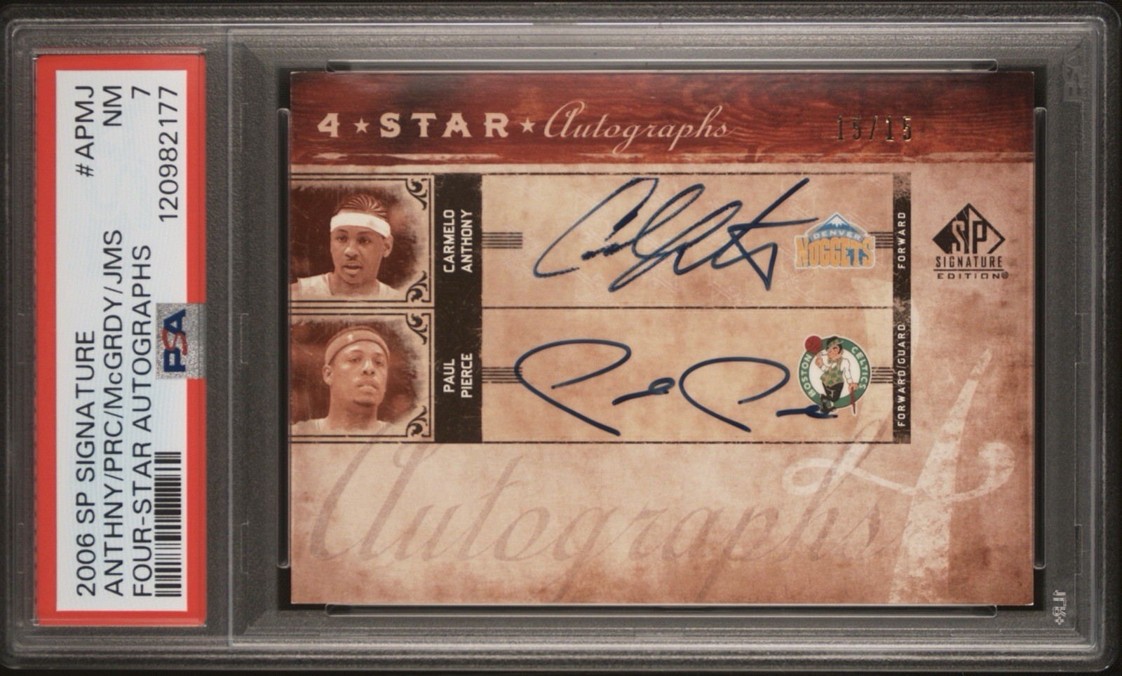 LeBron James SP Signature 4 Star Auto Carmelo Anthony, Mcgrady, Pierce #/15 PSA view 2