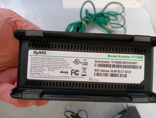CenturyLink C1100Z ZyXel Modem Wifi Router W Power Cord And Ethernet Cable - Picture 9 of 11