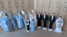 RARE 1940'S Chalkware Wedding Party Cake Topper Minister Bride Groom NRFP