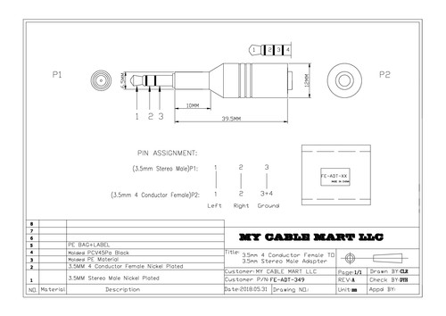 3.5mm Male Stereo (TRS) to Female 4 Conductor (TRRS) CTIA or OMTP Adapter - 第 3/3 張圖片