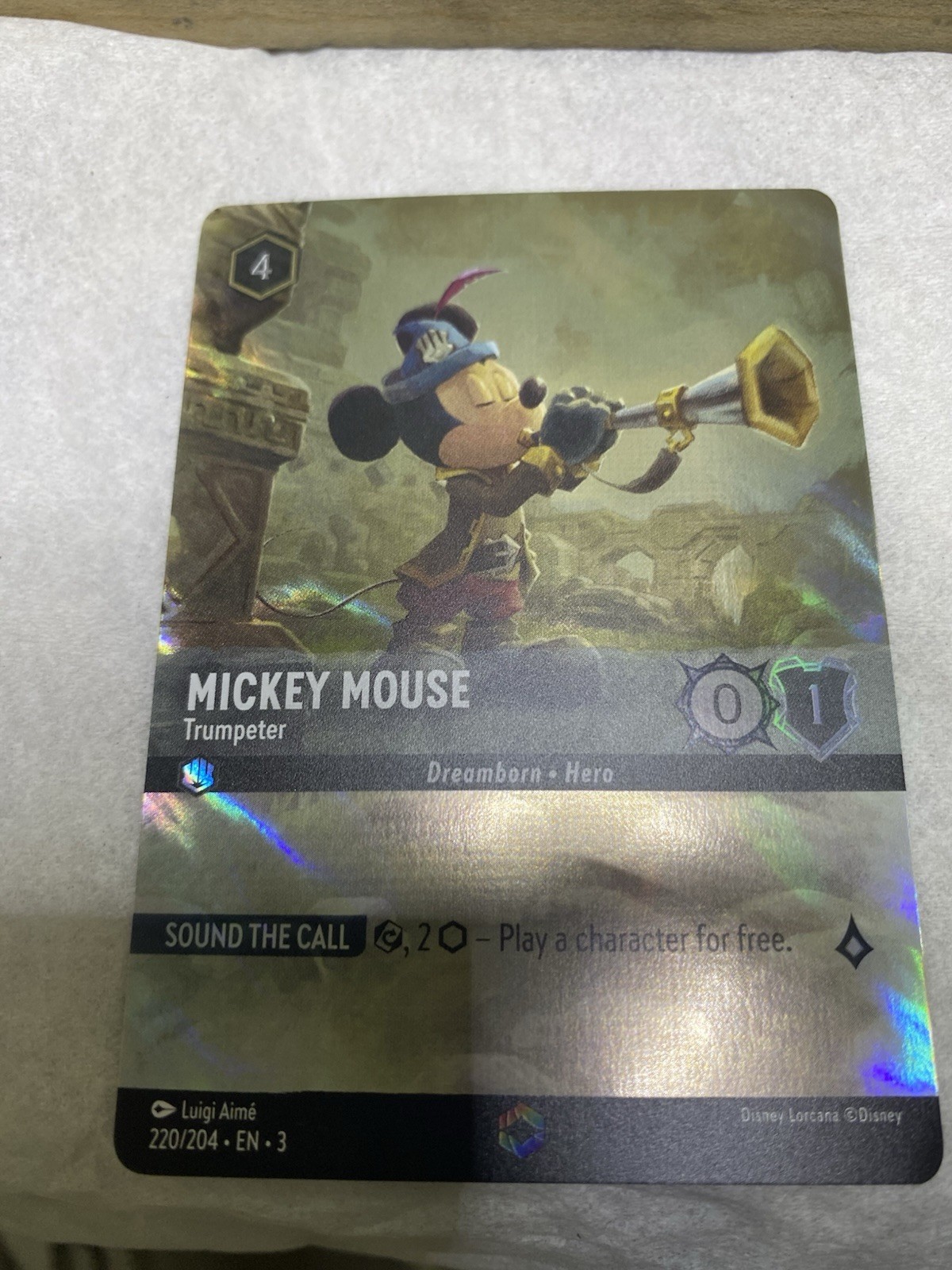 Disney Mickey Mouse Trumpeter Enchanted Holo Card 220/204 Into the Inklands
