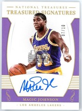 Magic Johnson 2018-19 Panini National Treasures Holo Gold Auto Card TS-MJS 07/10