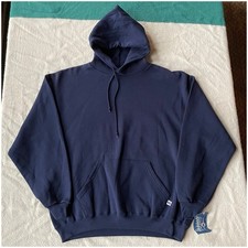 Vintage 90  s Russell Athletic Pull Over Hoodie Sweatshirt XL Blue VTG New NWT