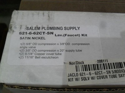 Jaclo 621-6-62CT-SN Lav faucet supply kit Satin Nickel S2