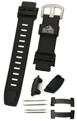 CASIO PRO TREK Schwarz Echtkautschuk Uhrenarmband Band 10350859 für PRW-2000A