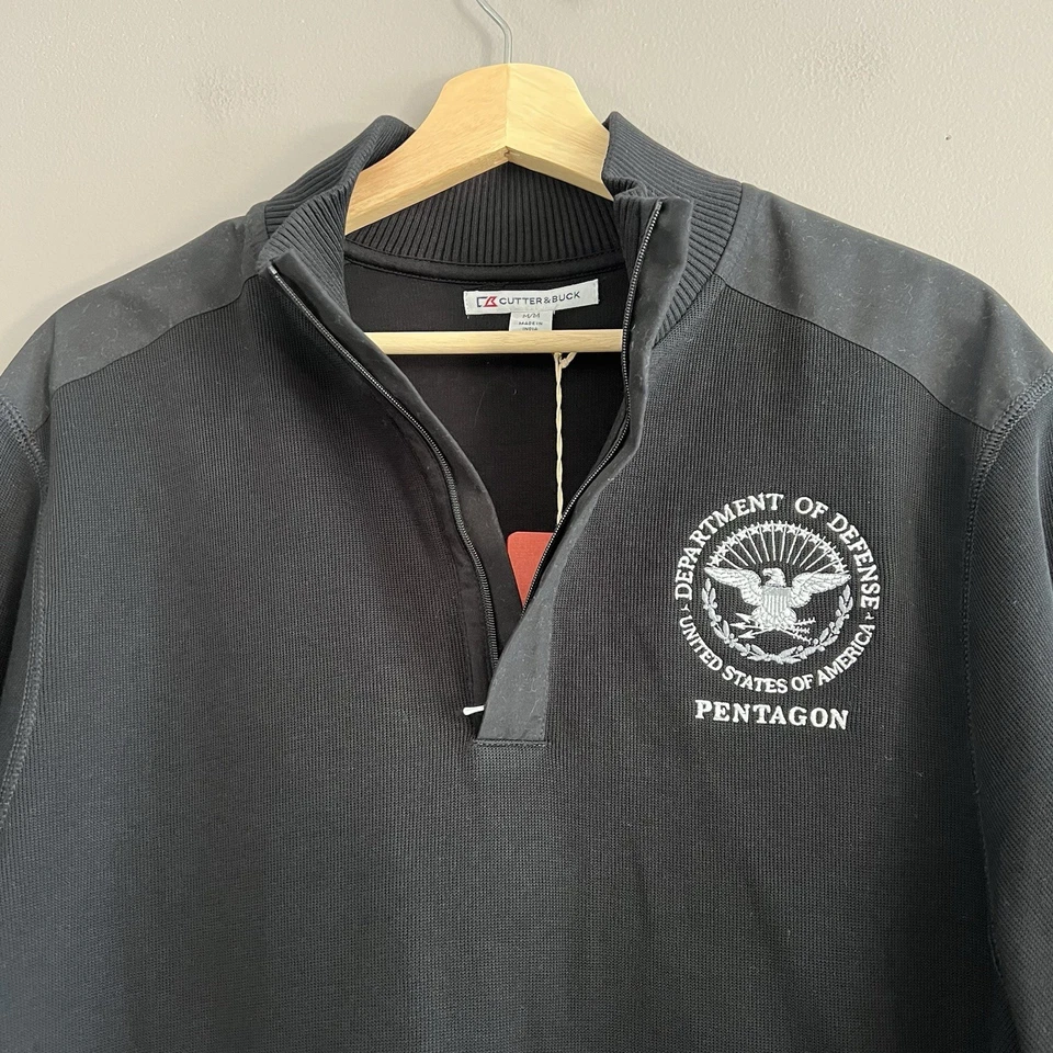 Department Of Defense Pentagon Men’s Sweatshirt 1/4 Zip Up Pullover Black Medium - Image 4 of 4