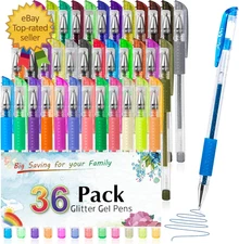 Aen Art Glitter Gel Pens for Adult Coloring Books, 36 Colors Gel Marker Set Colo