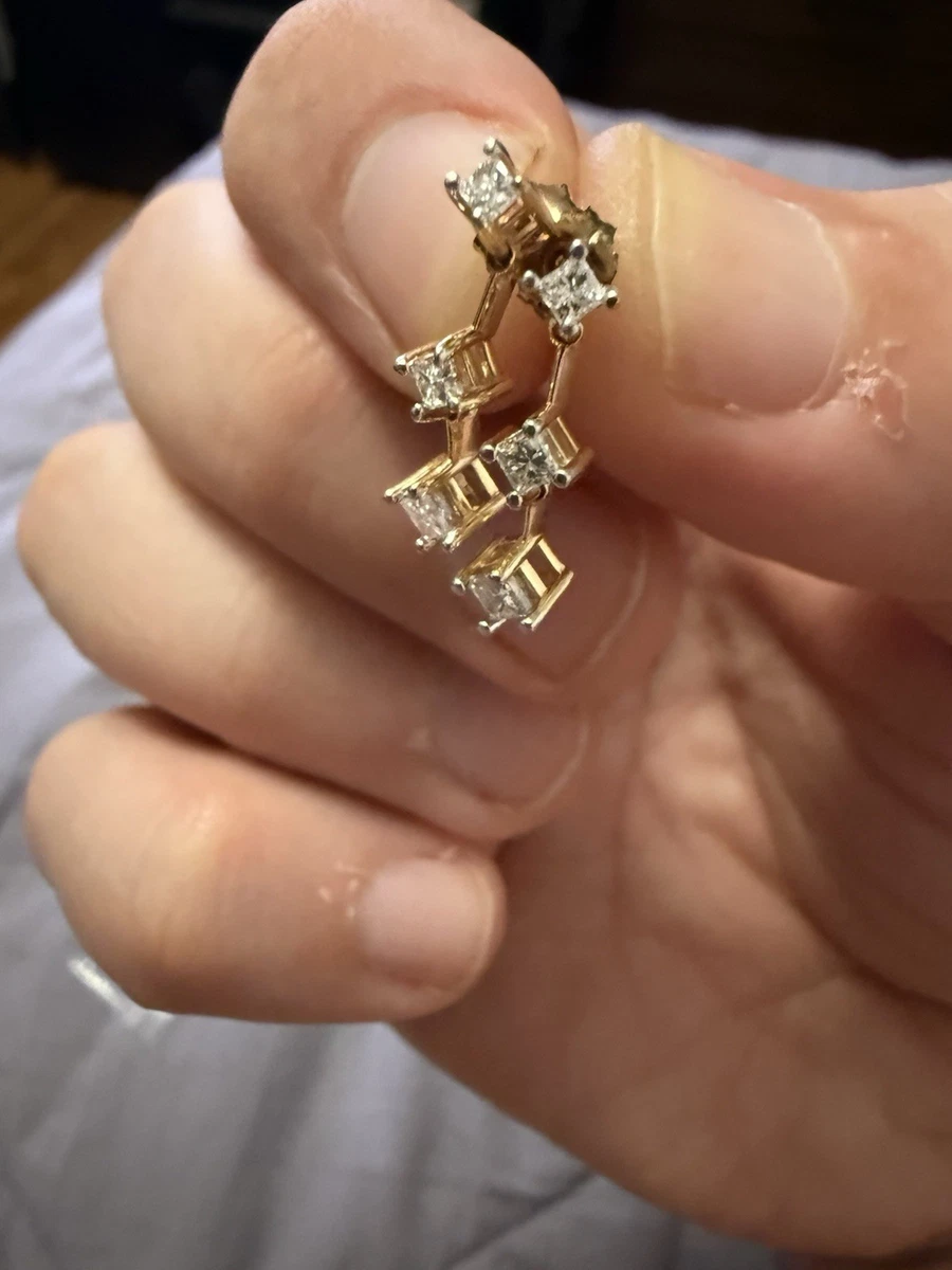 Vintage 14k Graduated Diamond Earrings