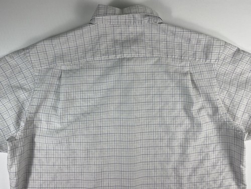 Pronto Uomo Mens XXL 2XL White Purple Gray Plaid Classic Fit Short Sleeve Shirt - Picture 9 of 15