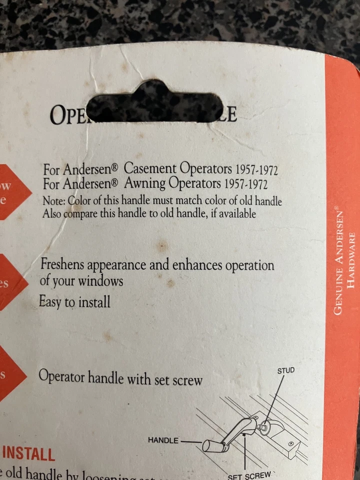 NEW SEALED ANDERSEN CASEMENT / AWNING OPERATOR HANDLE BRONZE 0532309 1957 - 1972 - Image 3 of 4