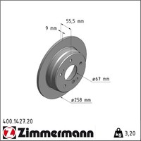 2X Zimmermann 400.1427.20 Bremsscheibe FüR Mercedes Benz C Klasse W202