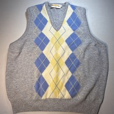 VTG James Pringle Weavers Men  s XL 100 Lambswool Argyle Sweater Vest Scotland