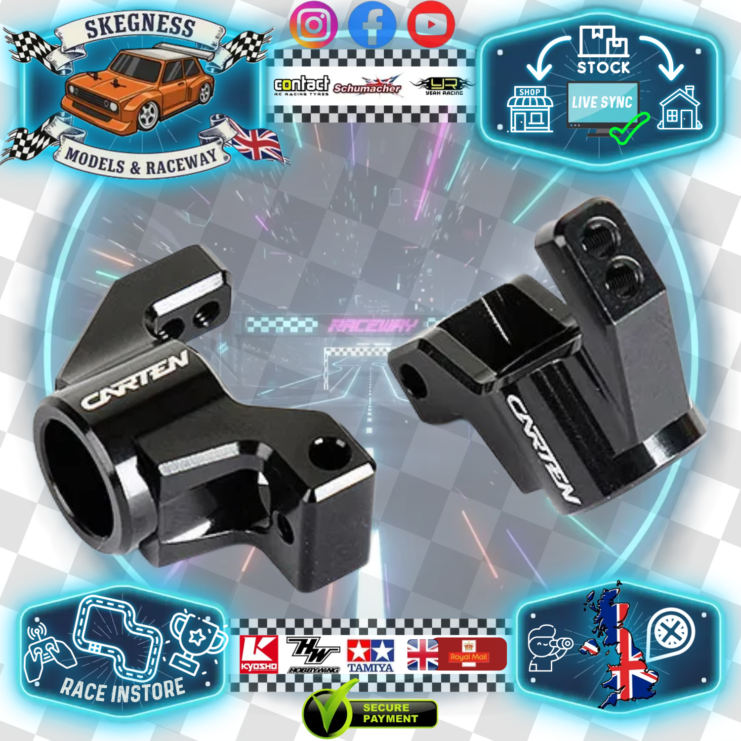 Carten - M210 MTC - (Hop-up) Alloy Rear Hubs CNC (L&R) (Black) NBA339
