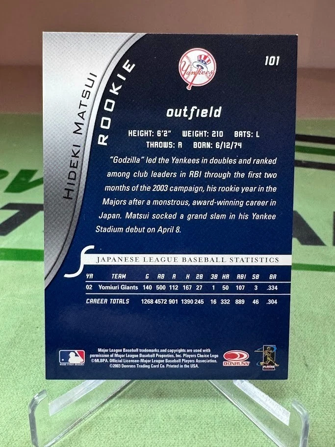 2003 Donruss Signature Series Hideki Matsui Rookie RC #101 - New York Yankees - Image 2 of 2