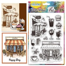 CHGCRAFT Coffee Shop Clear Stamps Latte Coffee Cake Silicone Stamps Transpare...