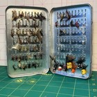Vintage 30+ Hand Tied Flies Perrine Aluminum Cases #90 Fly Fishing Lot As Is Old